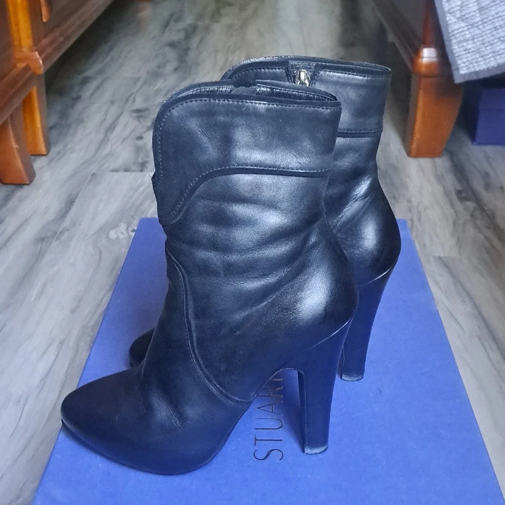 Winter heeled ankle boots, black leather, sz37 - Picture 3 of 6